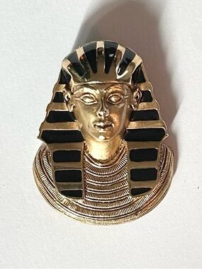 1970 Vintage Egyptian Revival Erwin Pearl Pharaoh King Tut Brooch Pendant Signed